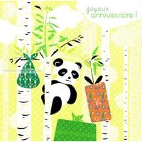 Carte Deco et Découpe - Joyeux anniversaire le Panda - DD27 - 14.5x14.5 cm