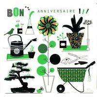 Carte Deco et Découpe - Bon anniversaire le jardin - DD43 - 14.5x14.5 cm