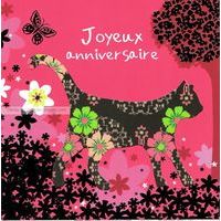 Carte Deco et Découpe - Joyeux anniversaire le chat - DD58 - 14.5x14.5 cm