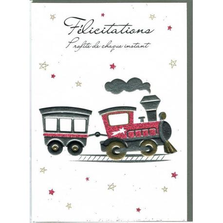 Carte double Sparkle - Félicitations profite de chaque instant (Fille) - 12x17 cm