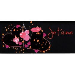 Carte double Ebène - Je t'aime - Deux coeurs - 21X9 cm