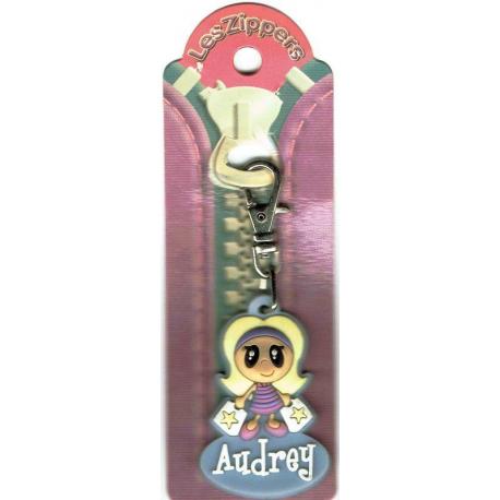 Porte-clés Zipper prénom AUDREY - 6.5x 3 cm env