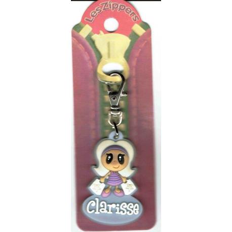 Porte-clés Zipper prénom CLARISSE - 6.5x 3 cm env