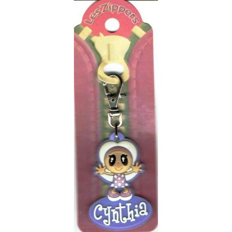 Porte-clés Zipper prénom CYNTHIA - 6.5x 3 cm env