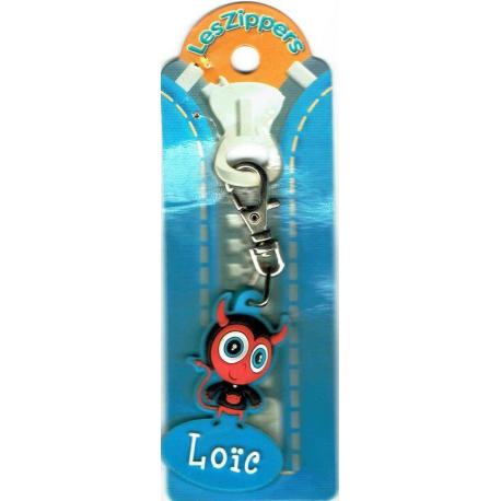 Porte-clés Zipper prénom LOIC - 6.5x 3 cm env