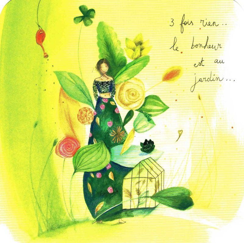 Carte Anne Sophie Rutsaert 3 Fois Rien Le Bonheur Est Au Jardin 14x14 Cm Planete Images Com