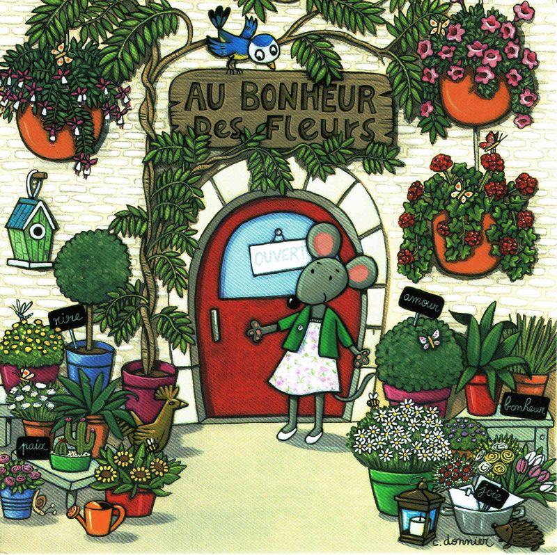 Carte Christine Donnier Titi Pinson Au Bonheur Des Fleurs 13 5x13 5 Cm Planete Images Com