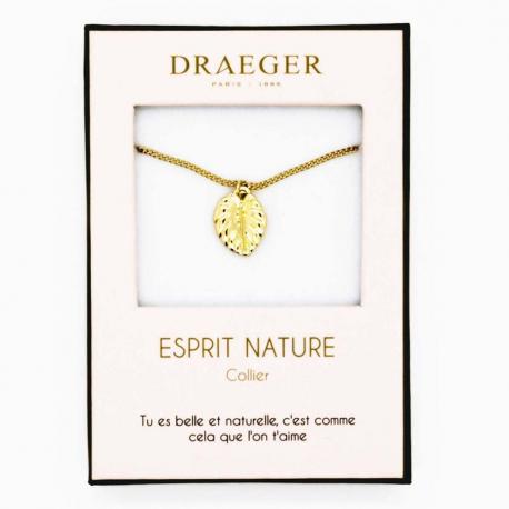 Collier pendentif motif FEUILLE - 42 cm env réglable