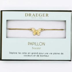 Bracelet personnalisé Draeger motif PAPILLON - 14 cm environ réglable