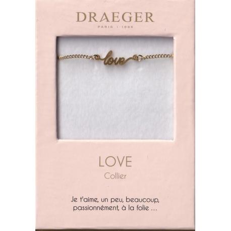 Collier pendentif Texte LOVE - 42 cm env réglable 