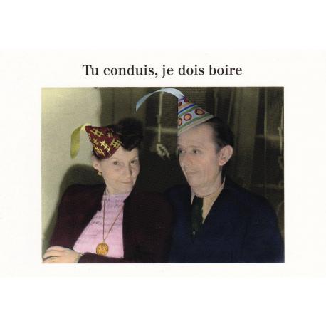 Carte humour Noël de Cath Tate - Tu conduis, je dois boire ... - 10.5x15 cm 