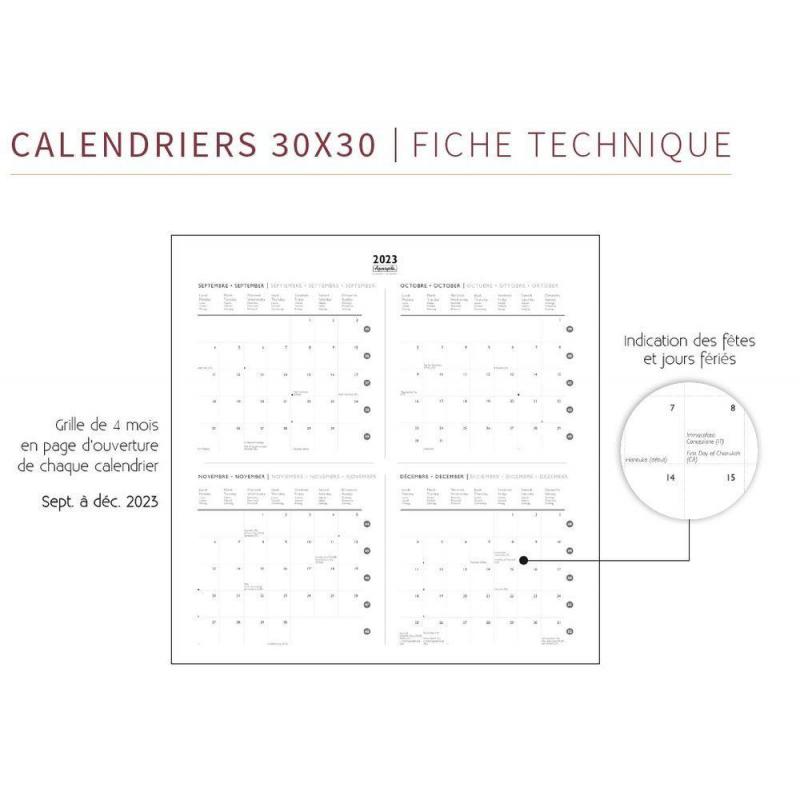 Calendrier Gaëlle Boissonnard 2024 30 x 30 Le Départ