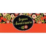 Carte double Ebène - Joyeux anniversaire - Tapis de fleurs - CDEB02 21X9 cm