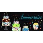 Carte double Ebène - Joyeux anniversaire - Les gâteaux - 21X9 cm