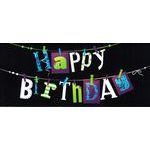 Carte double Ebène - Happy birthday - Sur un fil - 21X9 cm