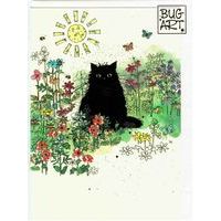 Carte Bug Art - Black Garden Cat - 12x17 cm