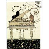 Carte Bug Art - Piano Cats - 12x17 cm